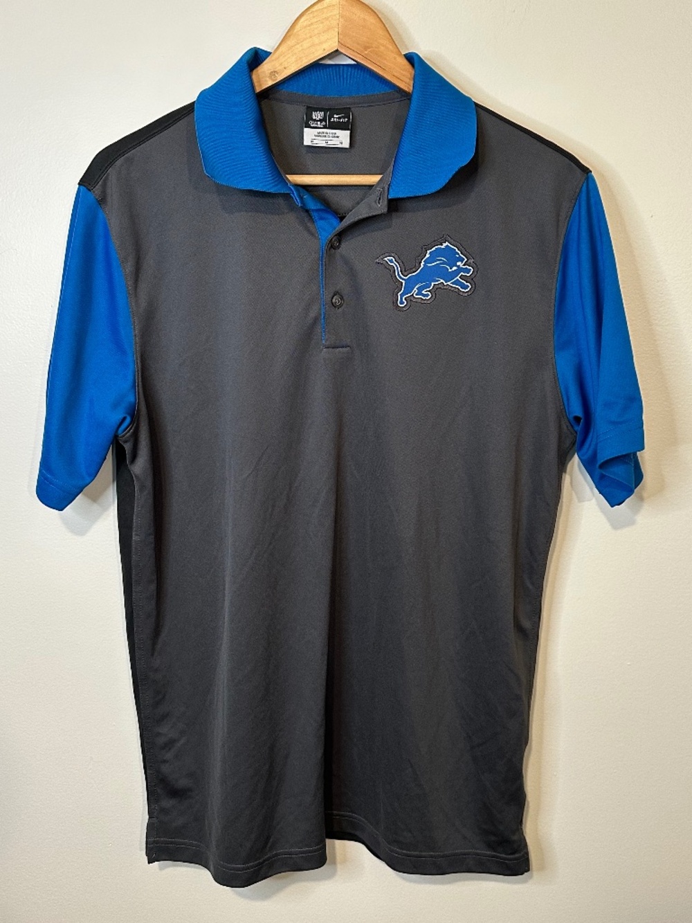 Nike Detroit Lions Polo Shirt Grey On Field Dri-FIT NFL Performance Team Men’s M